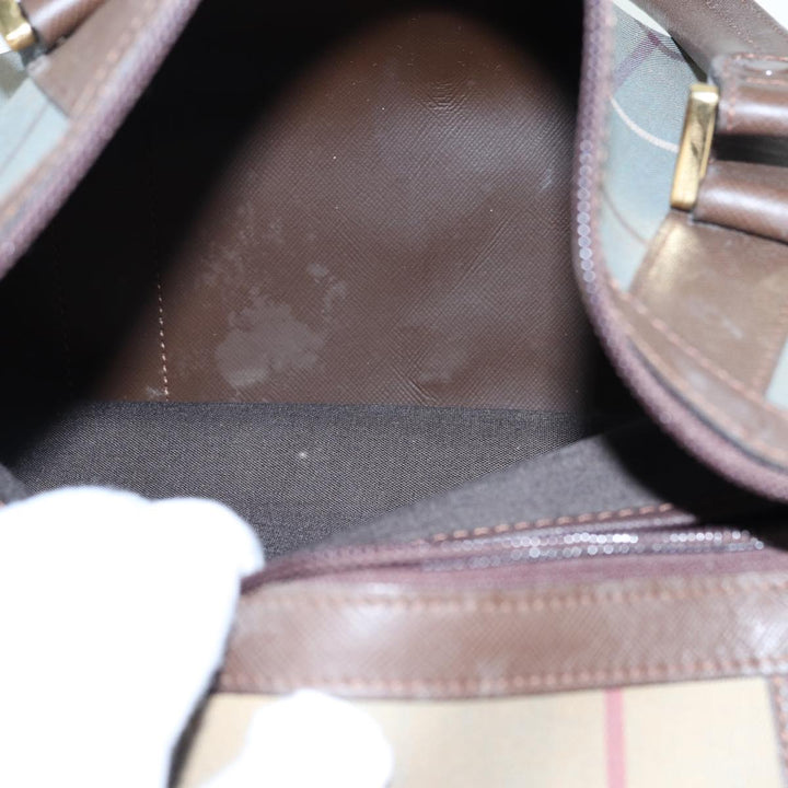 BurberrySs Nova Check Boston Bag Canvas Brown Auth th5134