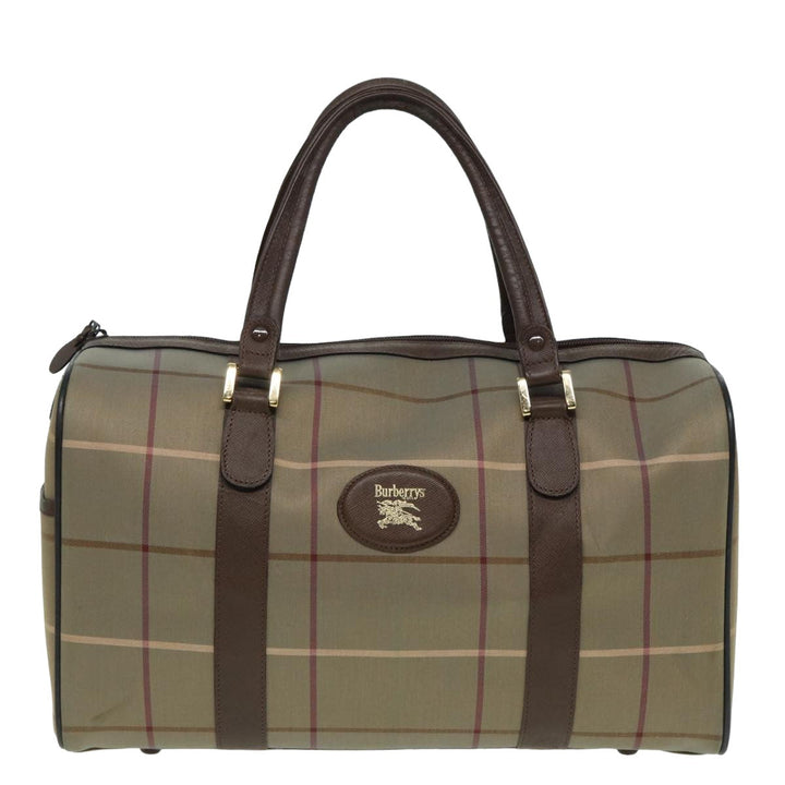 BurberrySs Nova Check Boston Bag Canvas Brown Auth th5134