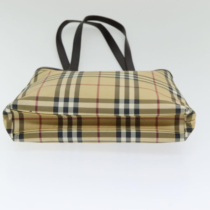 Burberry Nova Check Tote Bag PVC Leather Beige Auth th5205