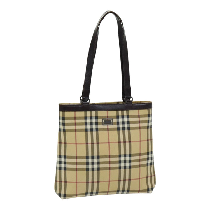 Burberry Nova Check Tote Bag PVC Leather Beige Auth th5205