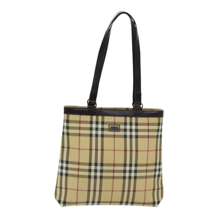 Burberry Nova Check Tote Bag PVC Leather Beige Auth th5205