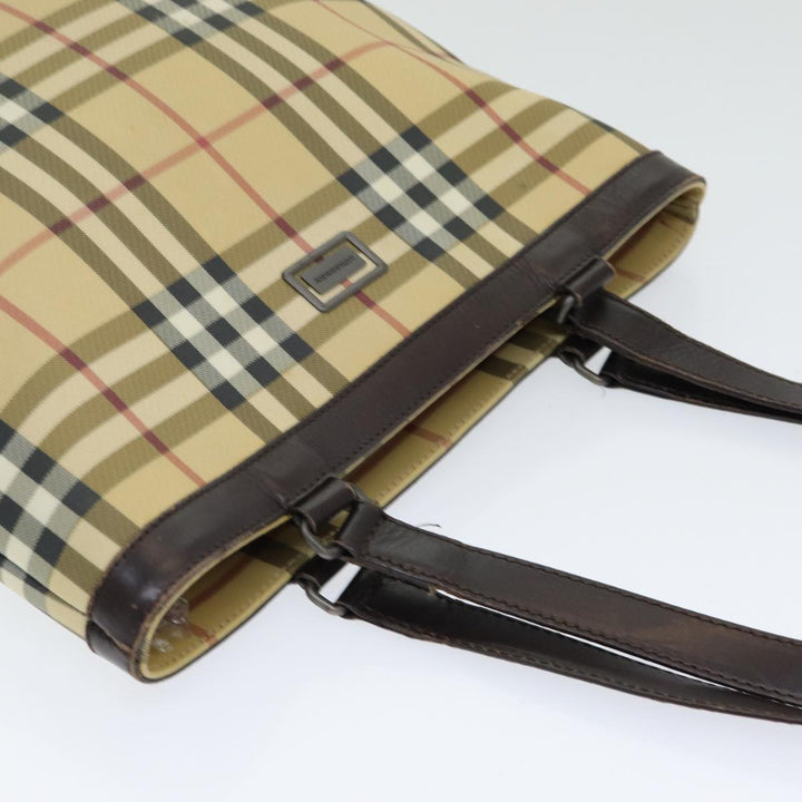Burberry Nova Check Tote Bag PVC Leather Beige Auth th5205