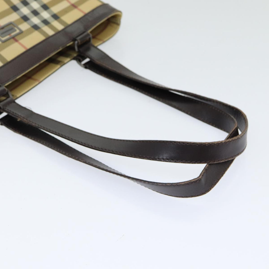 Burberry Nova Check Tote Bag PVC Leather Beige Auth th5205