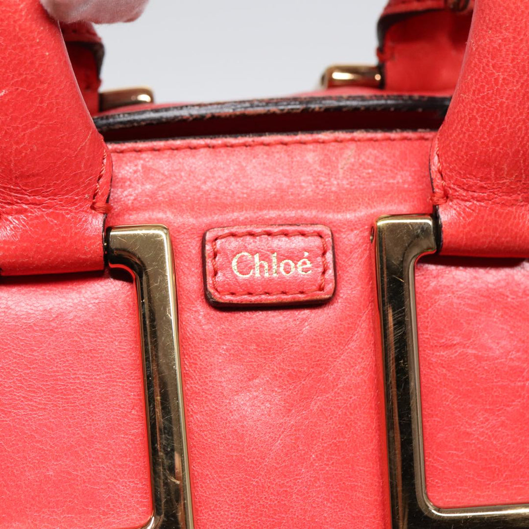 Chloe Etel Hand Bag Leather 2way Pink Gold th5216
