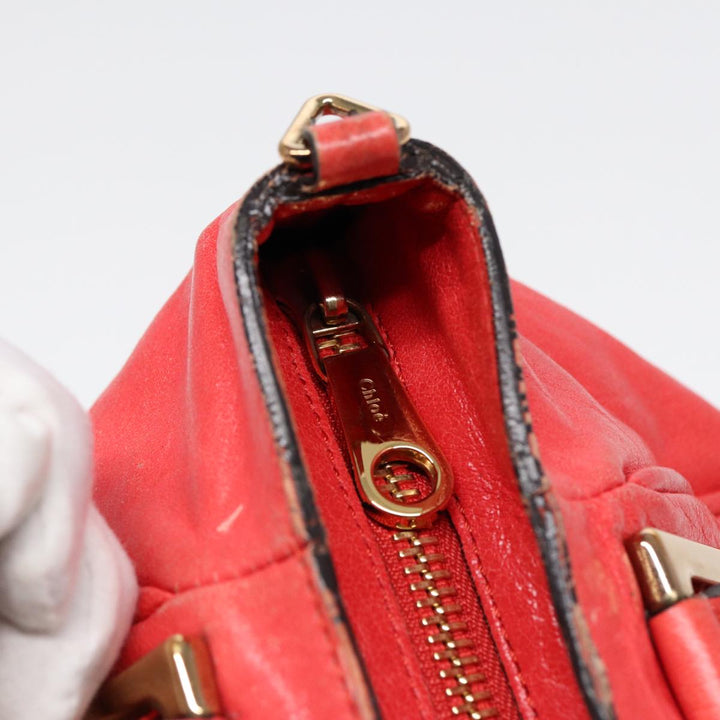 Chloe Etel Hand Bag Leather 2way Pink Gold th5216