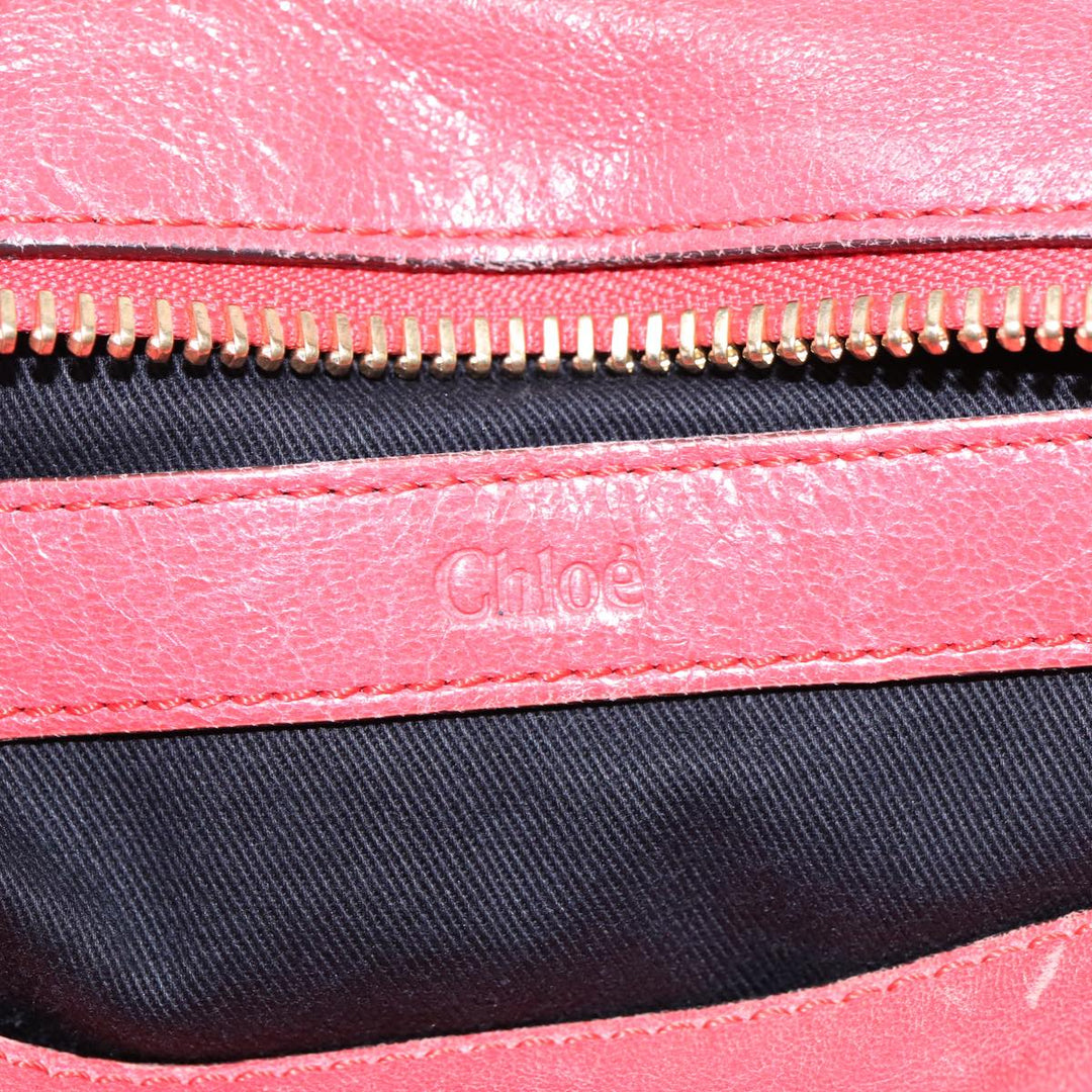 Chloe Etel Hand Bag Leather 2way Pink Gold th5216