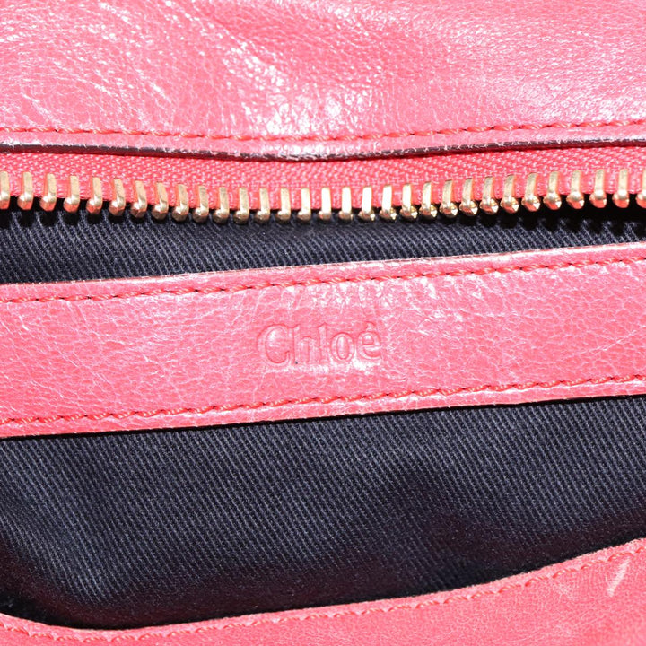 Chloe Etel Hand Bag Leather 2way Pink Gold th5216
