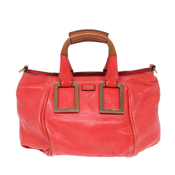 Chloe Etel Hand Bag Leather 2way Pink Gold th5216