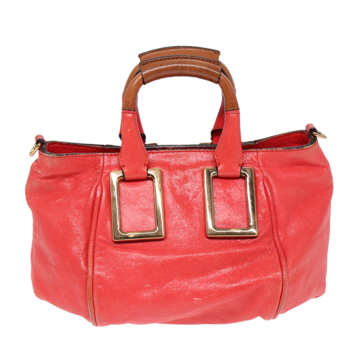 Chloe Etel Hand Bag Leather 2way Pink Gold th5216