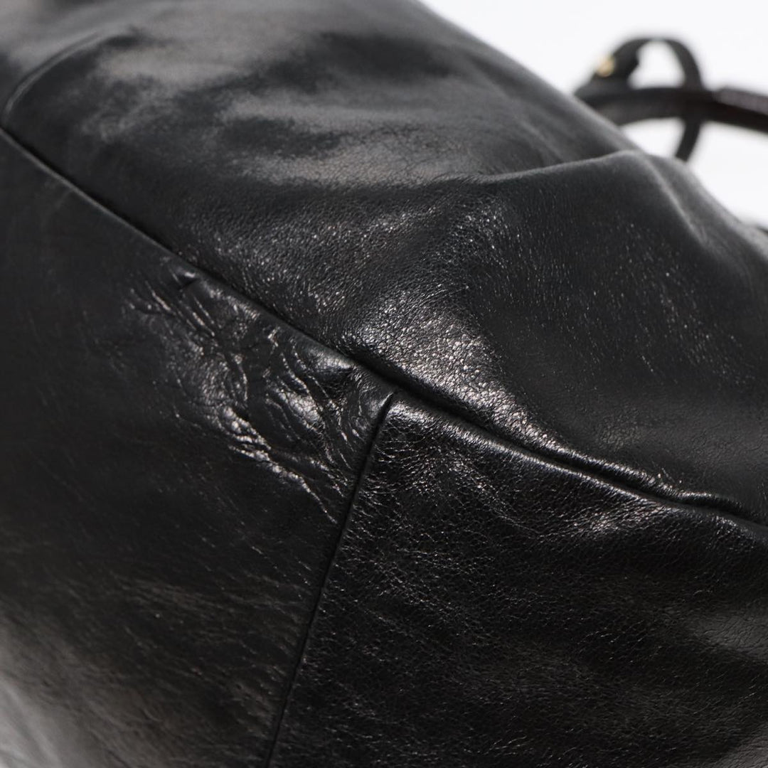 Chloe Etel Hand Bag Leather 2way Black Gold th5240