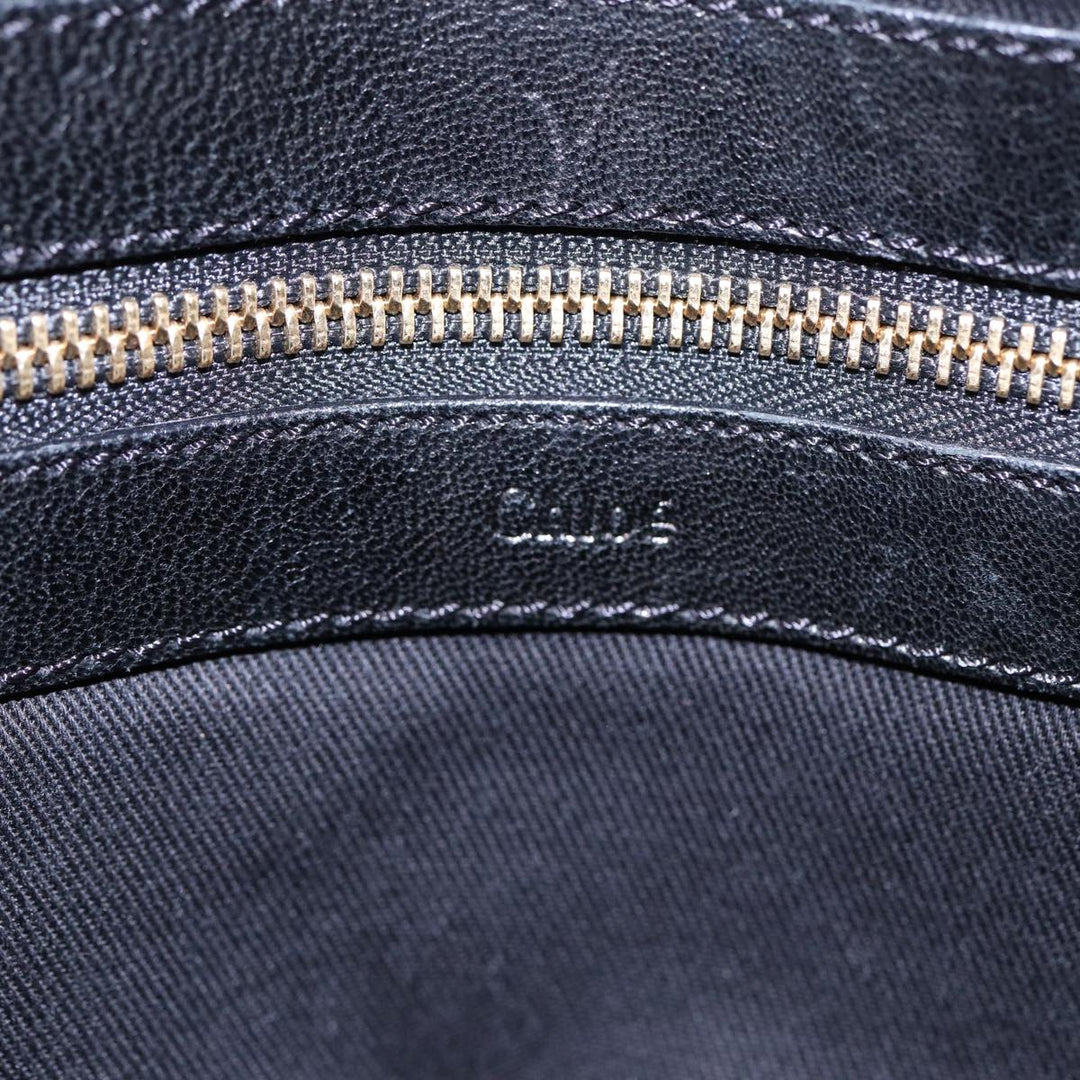 Chloe Etel Hand Bag Leather 2way Black Gold th5240
