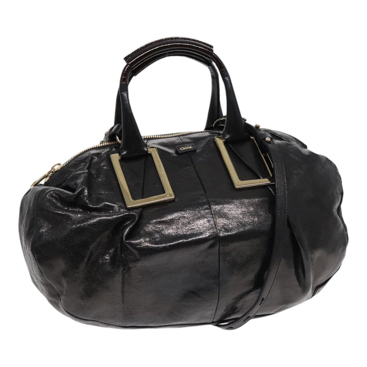 Chloe Etel Hand Bag Leather 2way Black Gold th5240