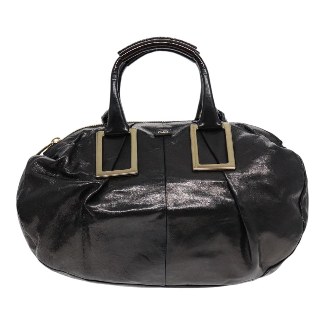 Chloe Etel Hand Bag Leather 2way Black Gold th5240