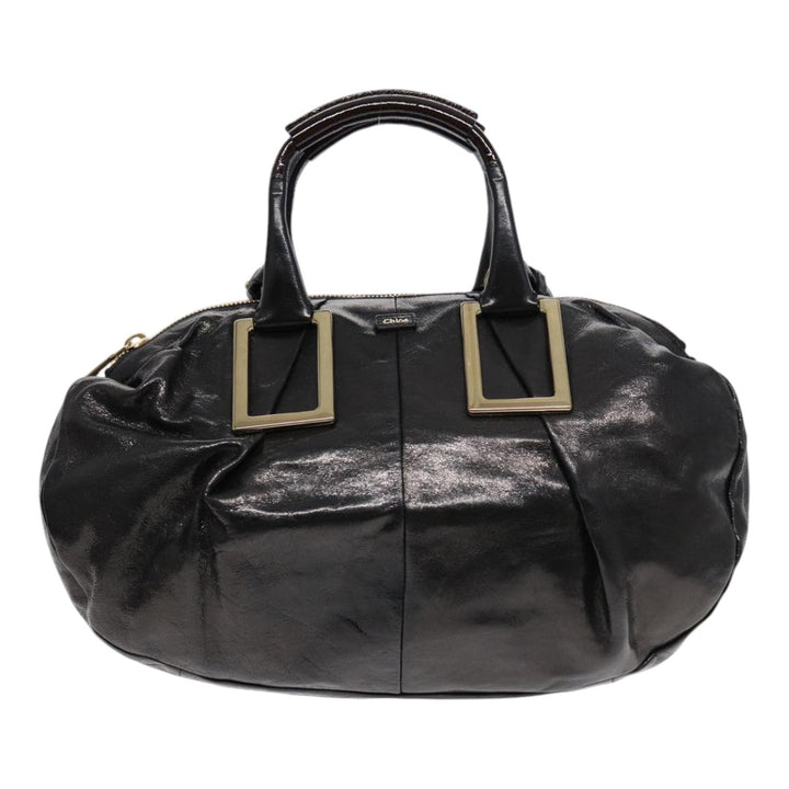 Chloe Etel Hand Bag Leather 2way Black Gold th5240