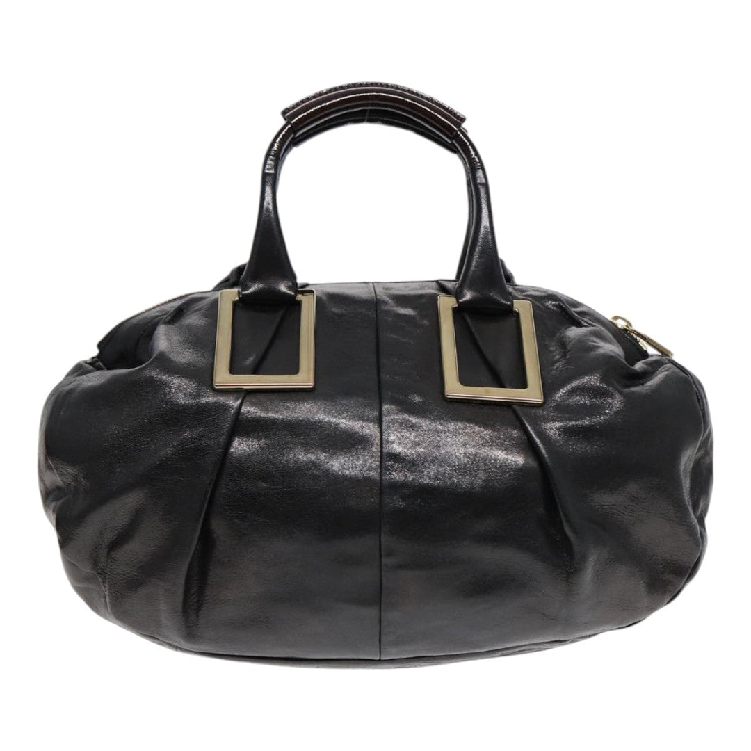 Chloe Etel Hand Bag Leather 2way Black Gold th5240