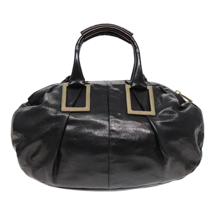 Chloe Etel Hand Bag Leather 2way Black Gold th5240