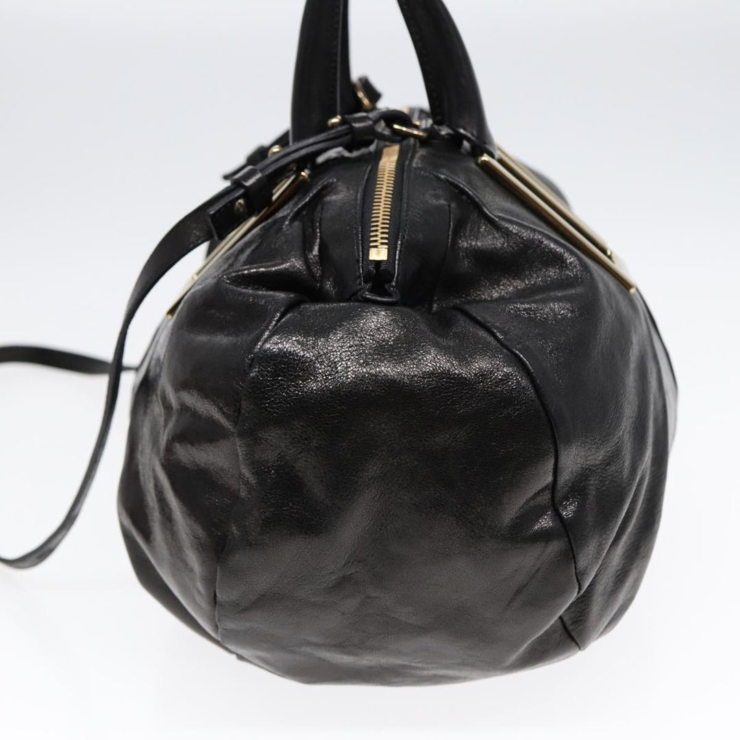 Chloe Etel Hand Bag Leather 2way Black Gold th5240