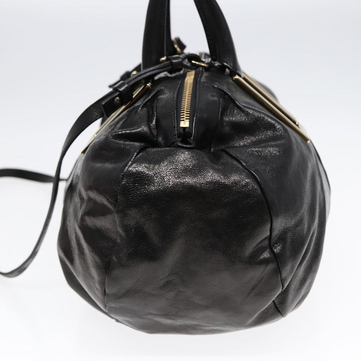 Chloe Etel Hand Bag Leather 2way Black Gold th5240