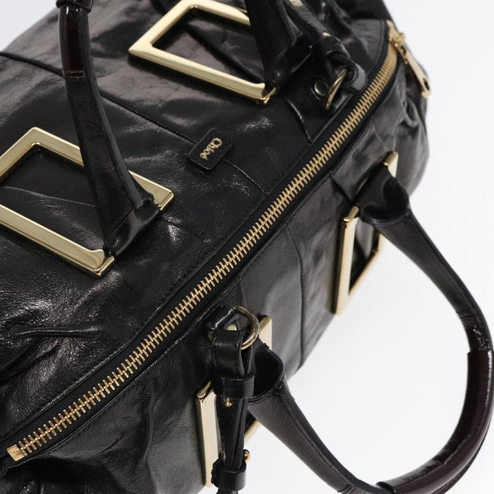 Chloe Etel Hand Bag Leather 2way Black Gold th5240