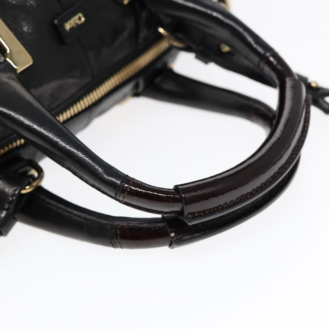 Chloe Etel Hand Bag Leather 2way Black Gold th5240
