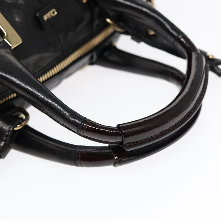 Chloe Etel Hand Bag Leather 2way Black Gold th5240