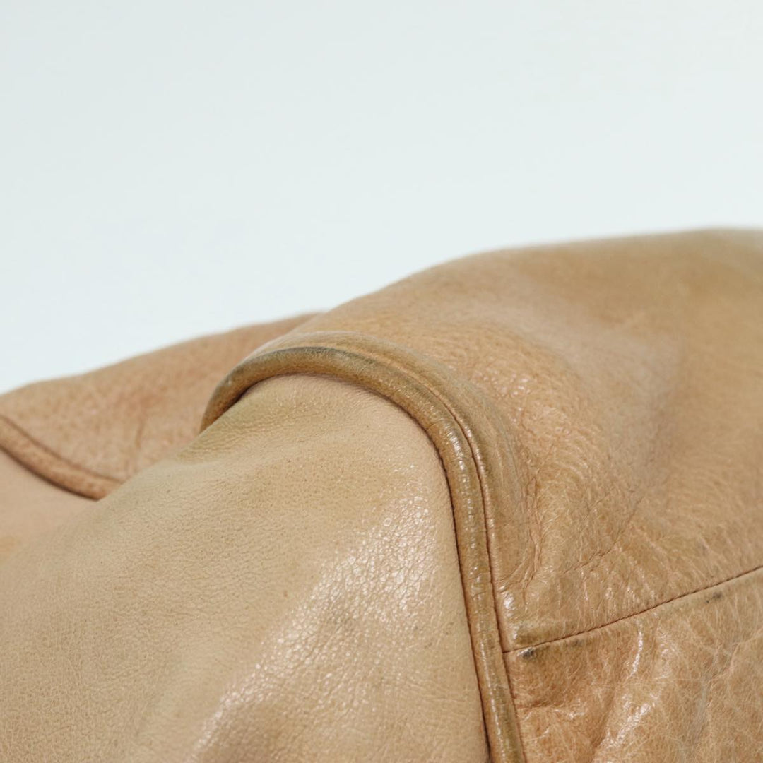 Chloe Etel Hand Bag Leather Beige Brown gold th5251