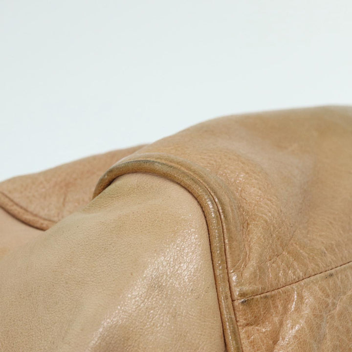 Chloe Etel Hand Bag Leather Beige Brown gold th5251