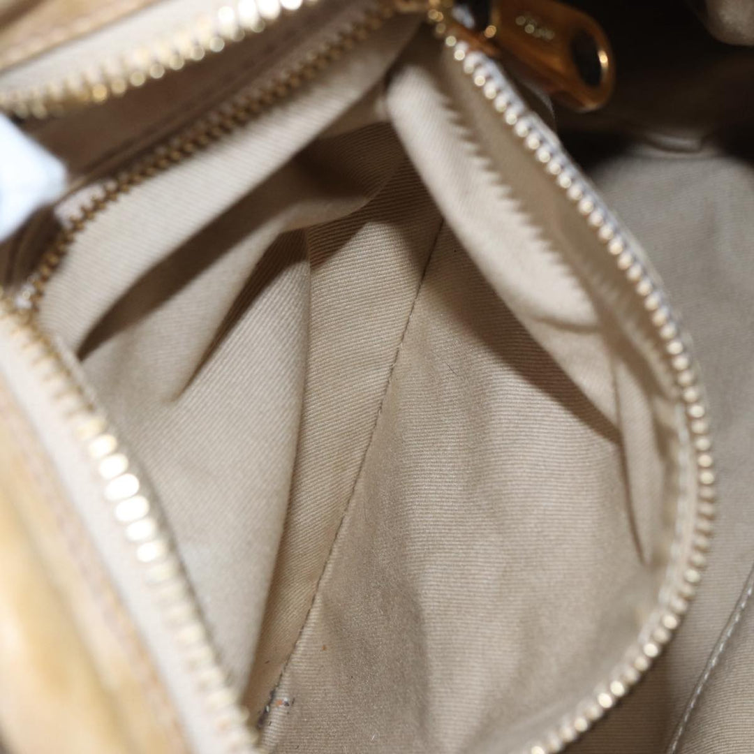 Chloe Etel Hand Bag Leather Beige Brown gold th5251