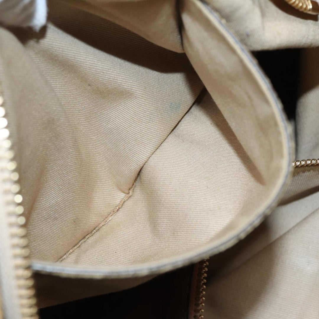Chloe Etel Hand Bag Leather Beige Brown gold th5251