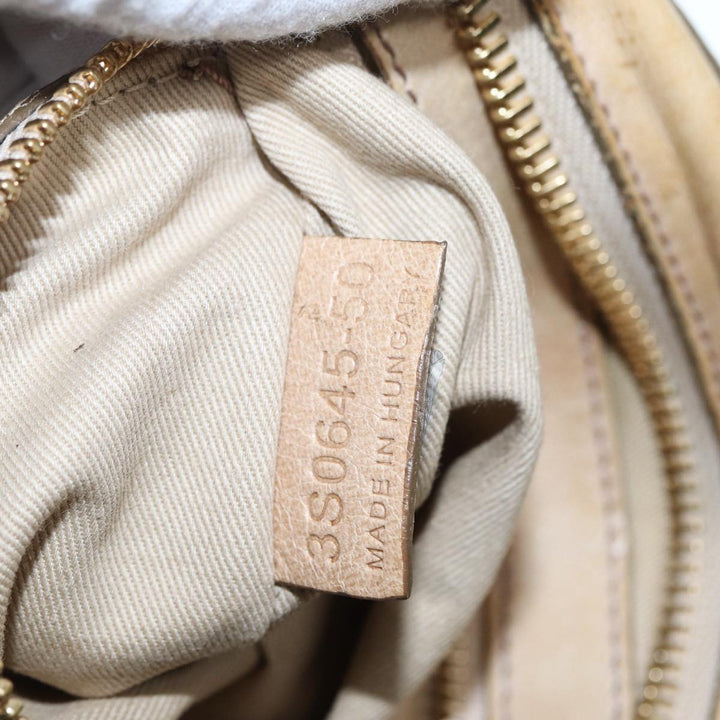 Chloe Etel Hand Bag Leather Beige Brown gold th5251