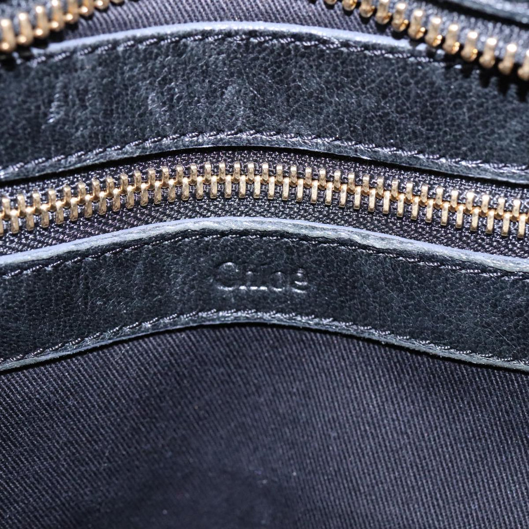 Chloe Etel Hand Bag 2way Beige Black gold th5258
