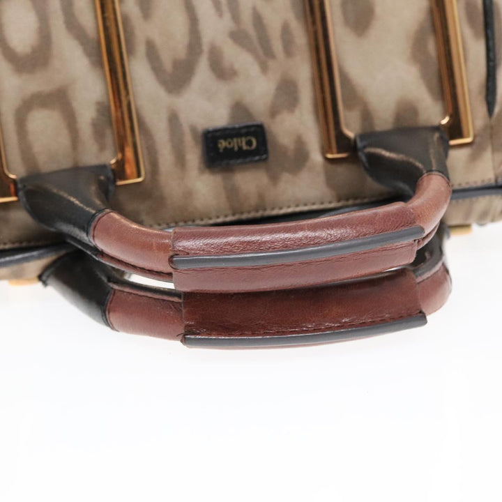 Chloe Etel Hand Bag 2way Beige Black gold th5258