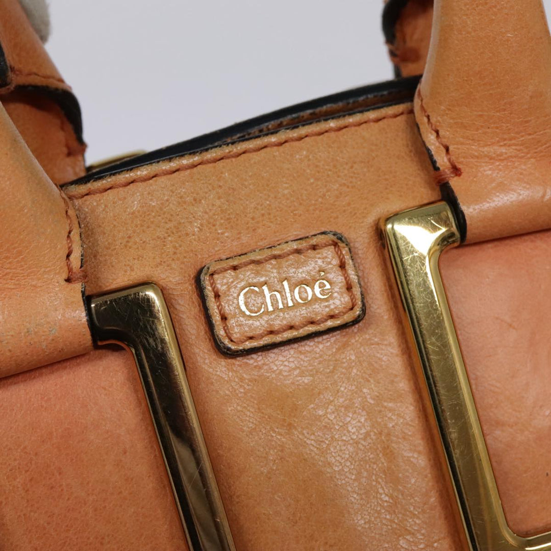 Chloe Etel Shoulder Bag Leather 2way Orange Gold th5309