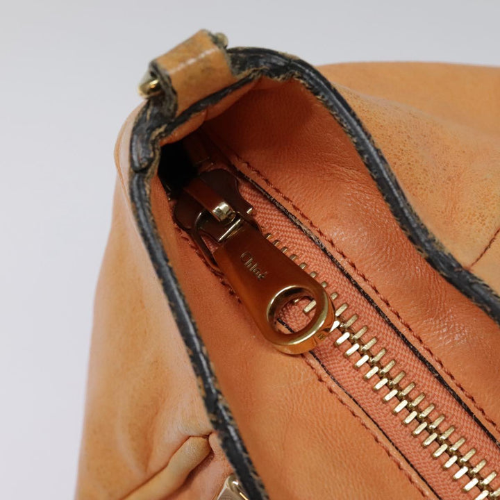 Chloe Etel Shoulder Bag Leather 2way Orange Gold th5309
