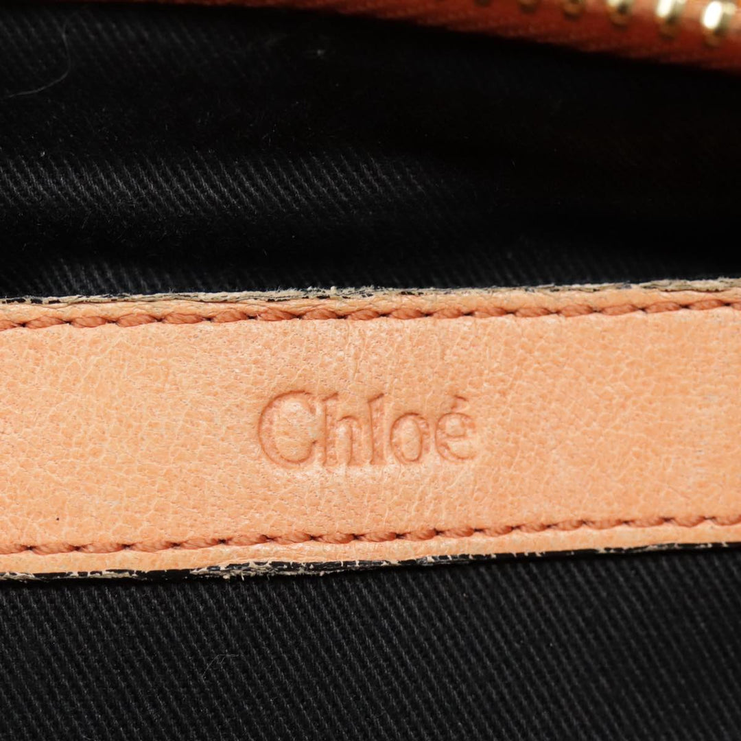 Chloe Etel Shoulder Bag Leather 2way Orange Gold th5309