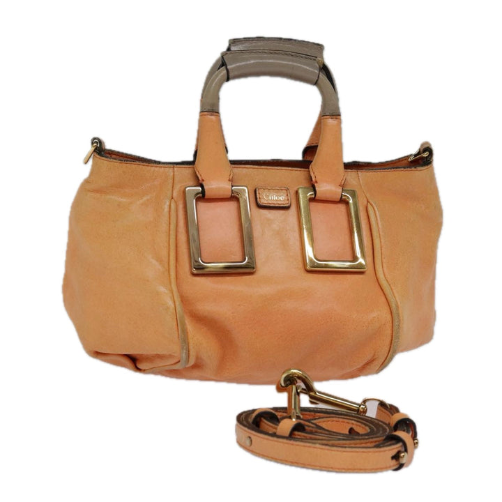Chloe Etel Shoulder Bag Leather 2way Orange Gold th5309