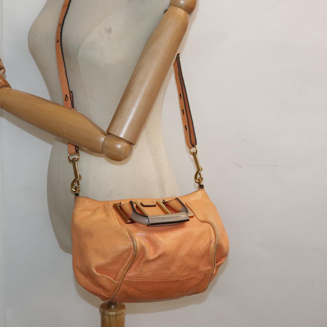 Chloe Etel Shoulder Bag Leather 2way Orange Gold th5309