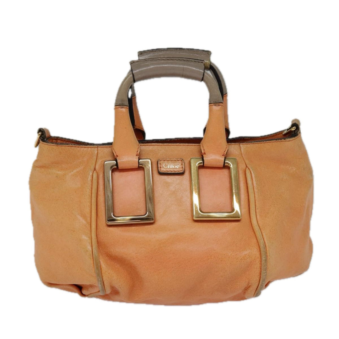 Chloe Etel Shoulder Bag Leather 2way Orange Gold th5309