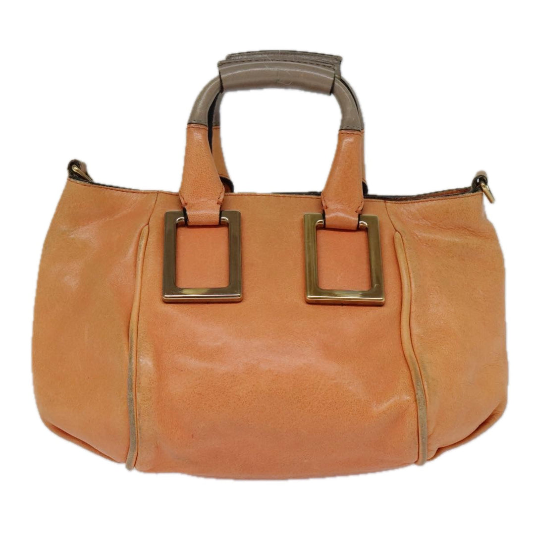 Chloe Etel Shoulder Bag Leather 2way Orange Gold th5309