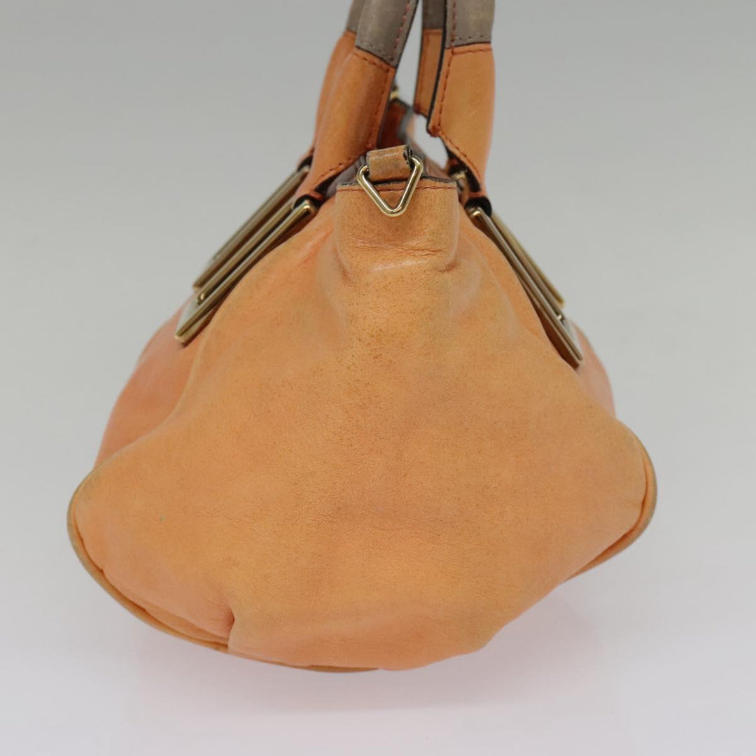 Chloe Etel Shoulder Bag Leather 2way Orange Gold th5309