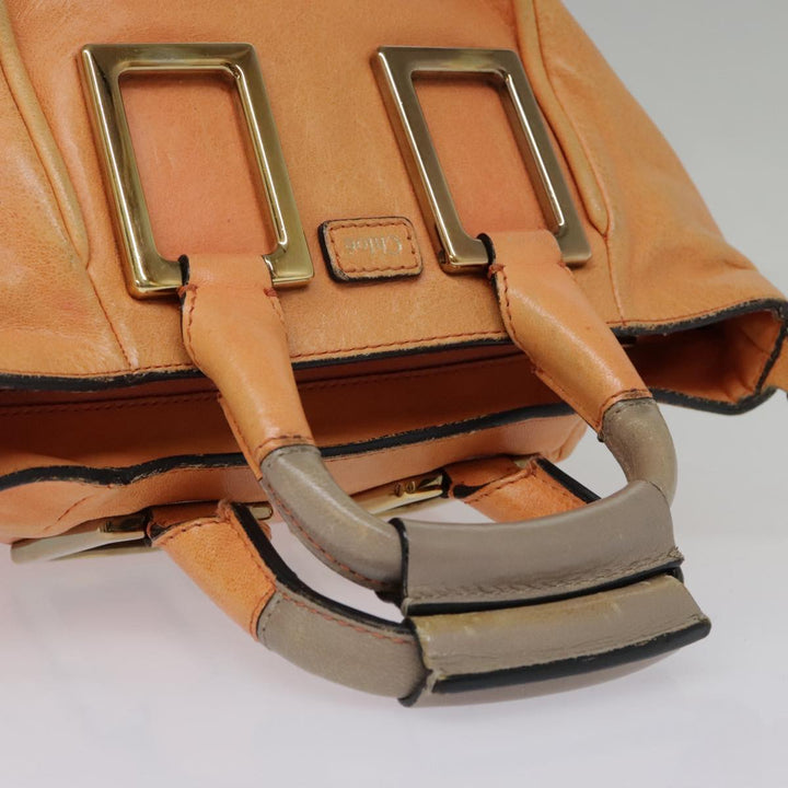 Chloe Etel Shoulder Bag Leather 2way Orange Gold th5309