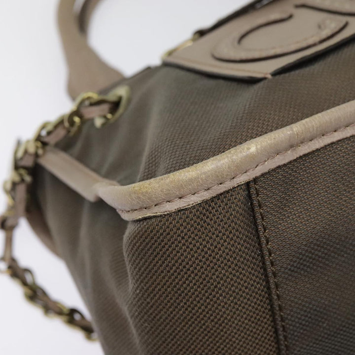 Chloe Hand Bag Canvas Leather Brown Gold th5319