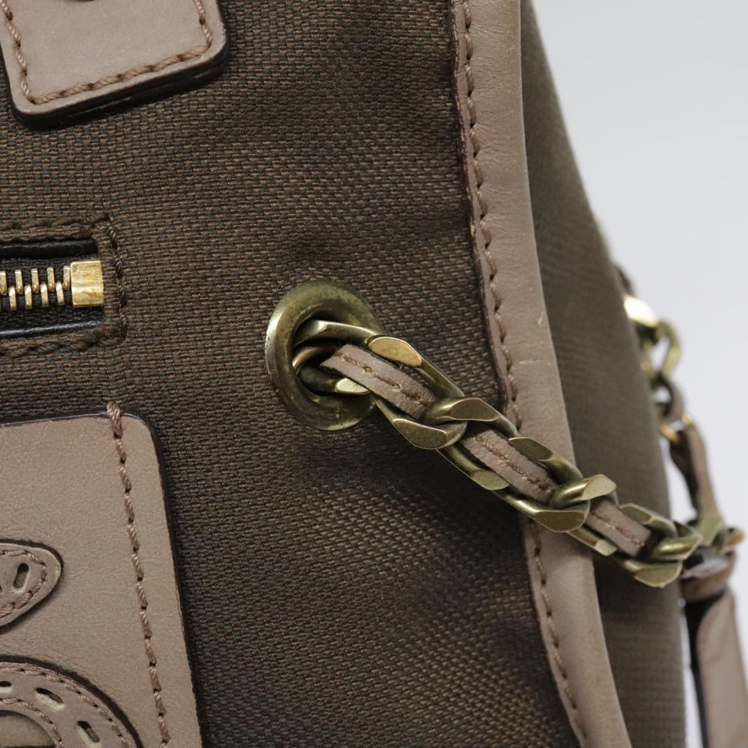 Chloe Hand Bag Canvas Leather Brown Gold th5319