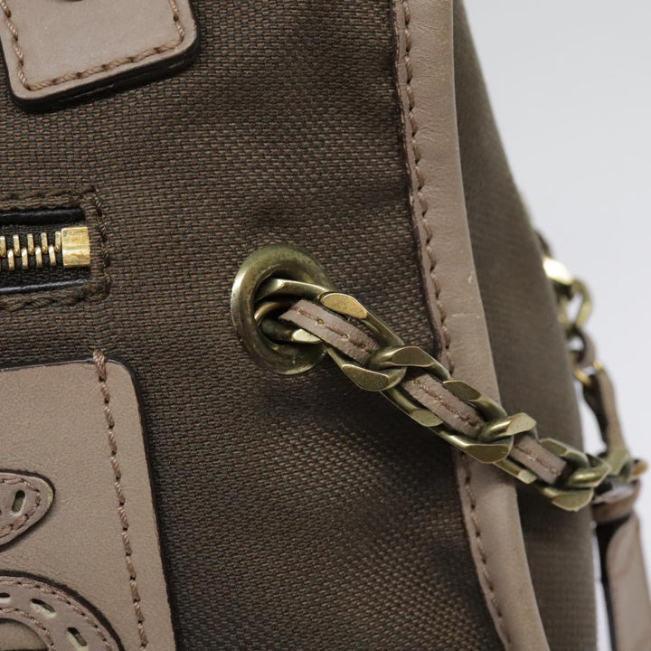 Chloe Hand Bag Canvas Leather Brown Gold th5319