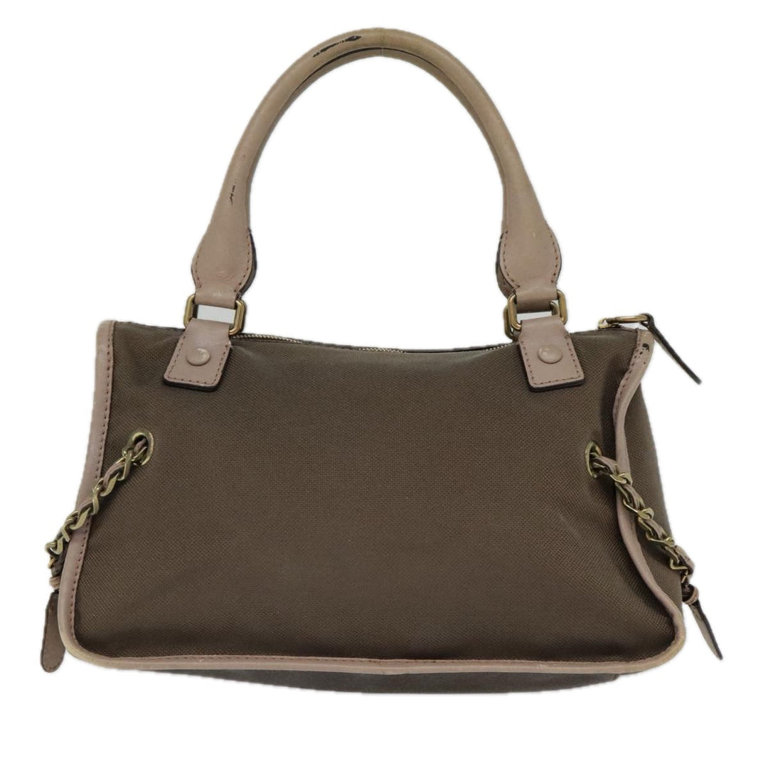 Chloe Hand Bag Canvas Leather Brown Gold th5319