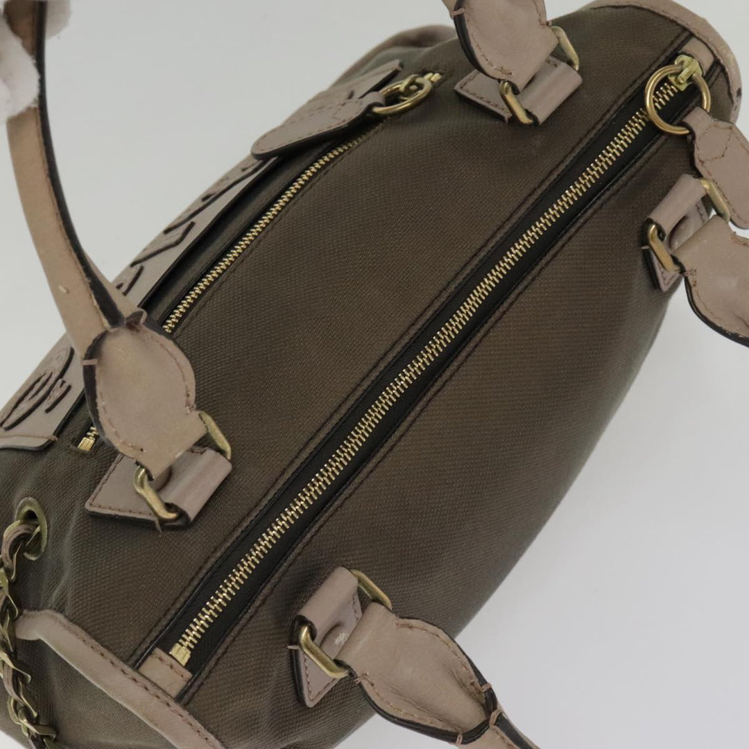 Chloe Hand Bag Canvas Leather Brown Gold th5319