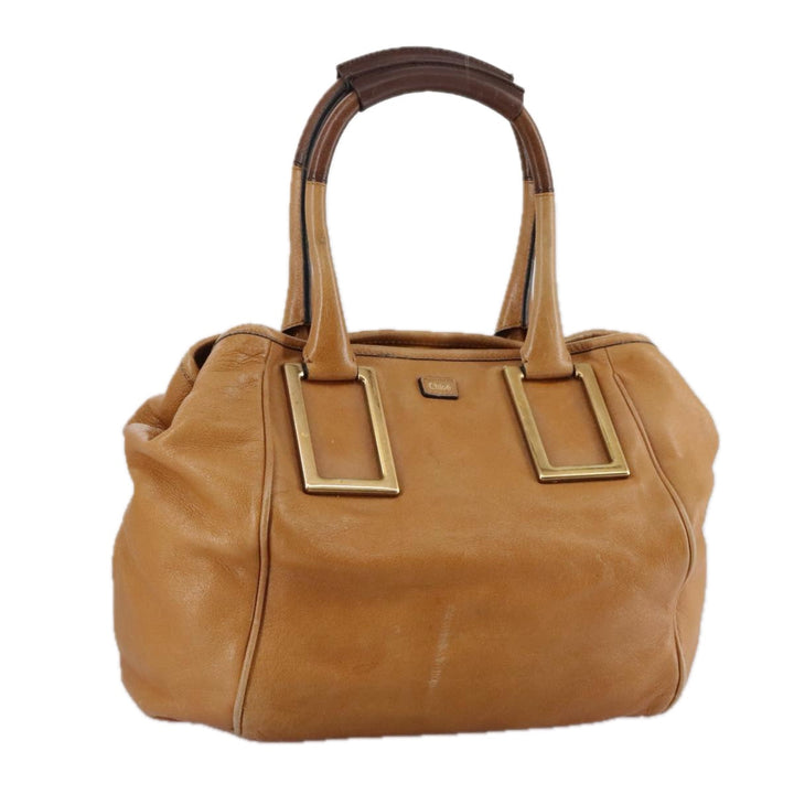 Chloe Etel Hand Bag Leather Brown Gold th5573