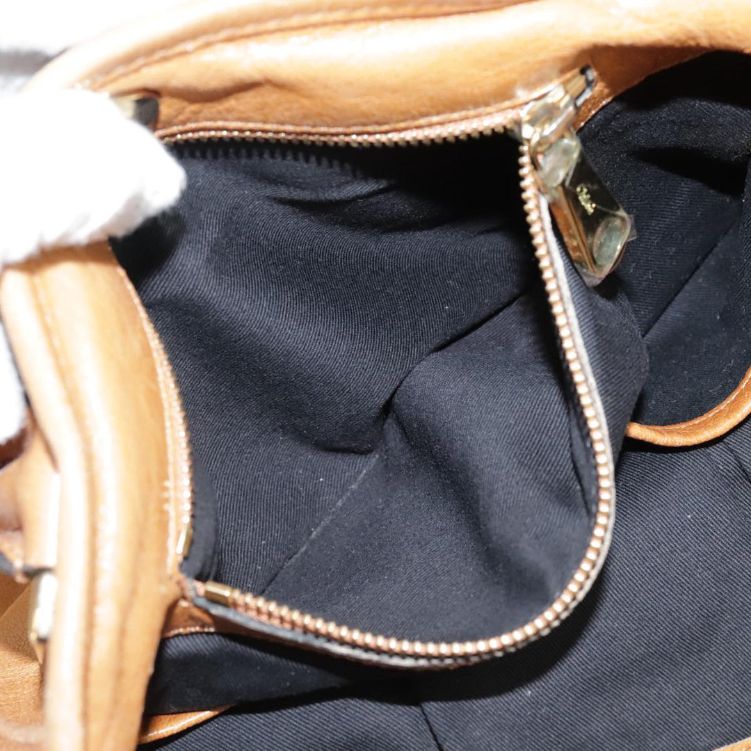 Chloe Etel Hand Bag Leather Brown Gold th5573