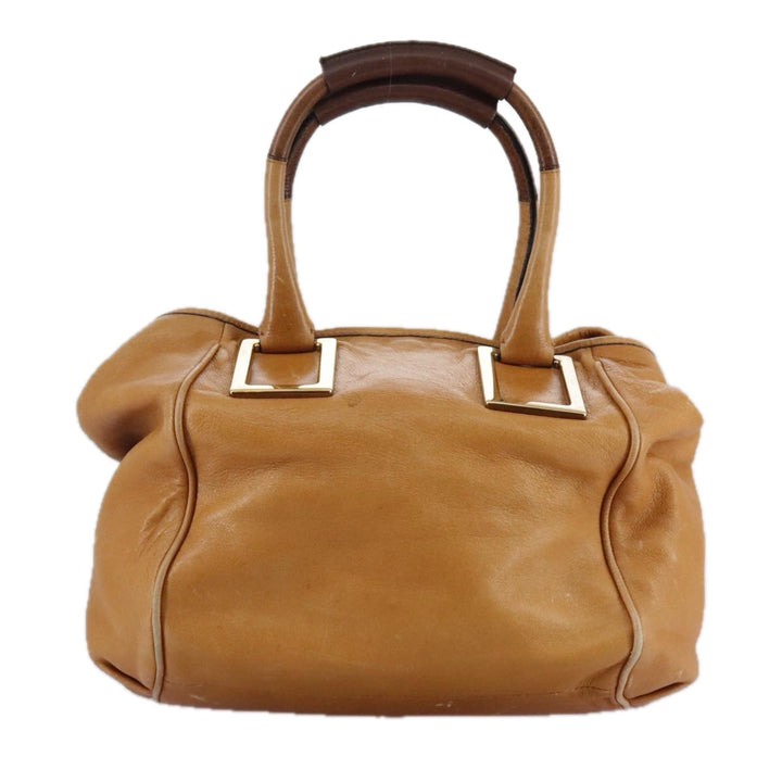 Chloe Etel Hand Bag Leather Brown Gold th5573