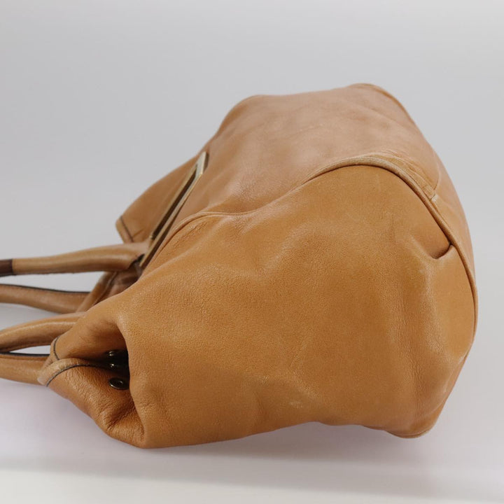 Chloe Etel Hand Bag Leather Brown Gold th5573